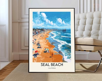 Póster de Seal Beach, arte mural de Seal Beach, impresión de Seal Beach, foto de Seal Beach, impresión de póster de Seal Beach, póster de Seal Beach, Condado de Orange