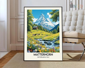 マッターホルン山のアートプリント：スイスの現代風景 - Etsy 日本