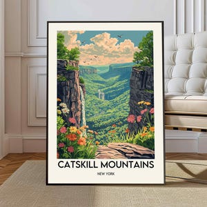 Poster di viaggio sui monti Catskill, arte murale sui monti Catskill, stampa poster sui monti Catskill, foto sui monti Catskill, monti Catskill New York,