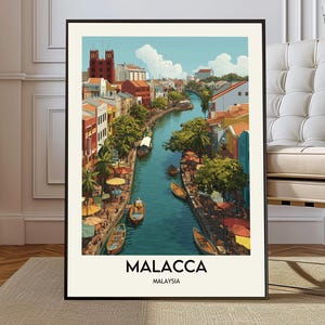 Affiche Malacca, art mural Malacca, impression Malacca, photo Malacca, affiche Malacca, voyage Malacca, ville de Malacca, carte de Malacca