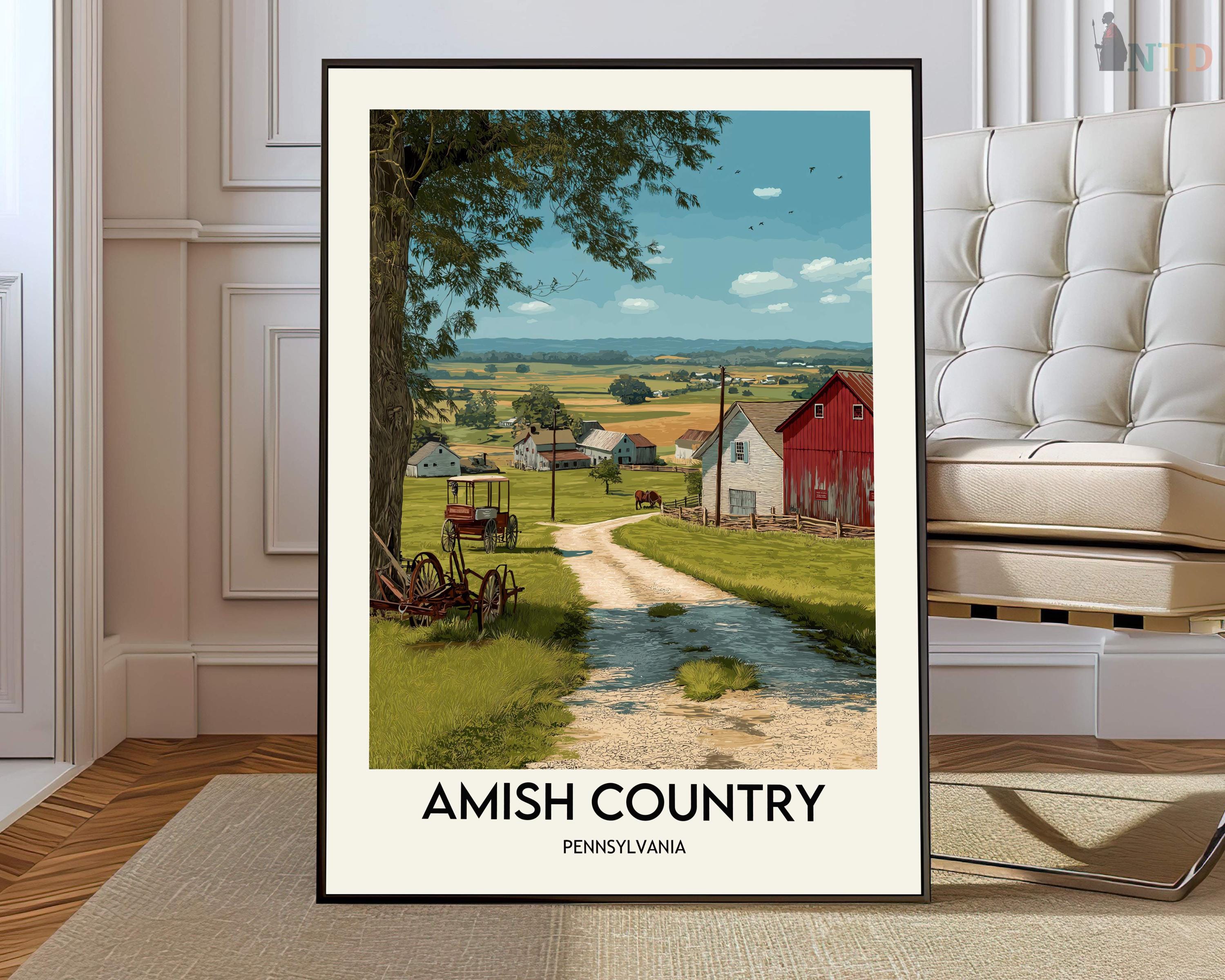 Amish Country Pennsylvania Poster, Lancaster County Rural Farm