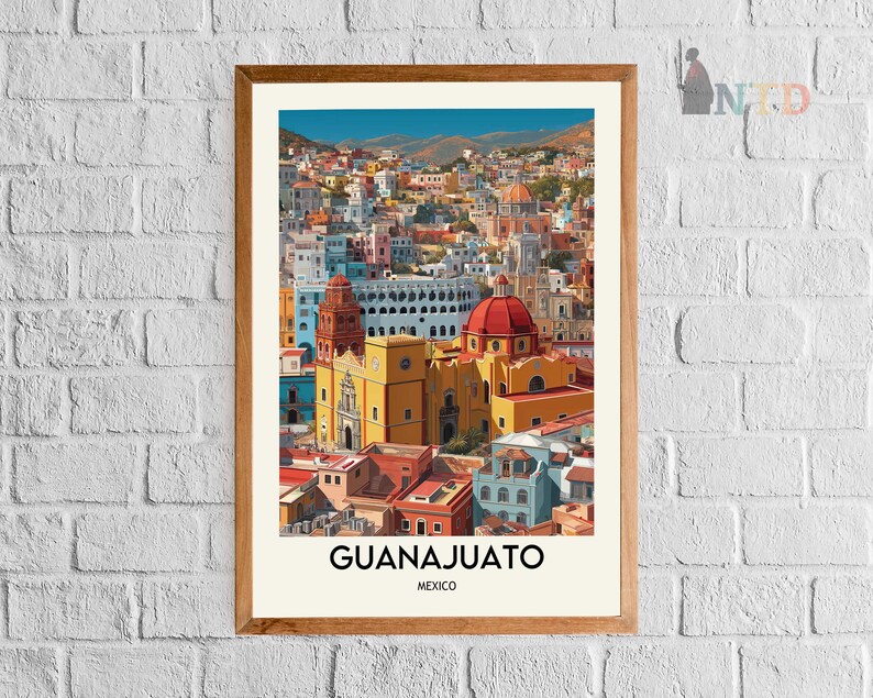 Guanajuato Mexiko Poster Druck | Bunte Koloniale Stadt Wandkunst | Historische Altstadt Strasse Illustration | Reise-Dekor-Geschenk Bild 15