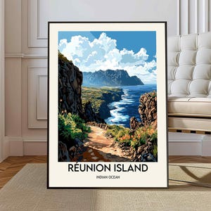 Cartel de la isla Reunión, arte de la pared de la isla Reunión, impresión de la isla Reunión, foto de la isla Reunión, impresión del cartel de la isla Reunión, arte de la isla Reunión