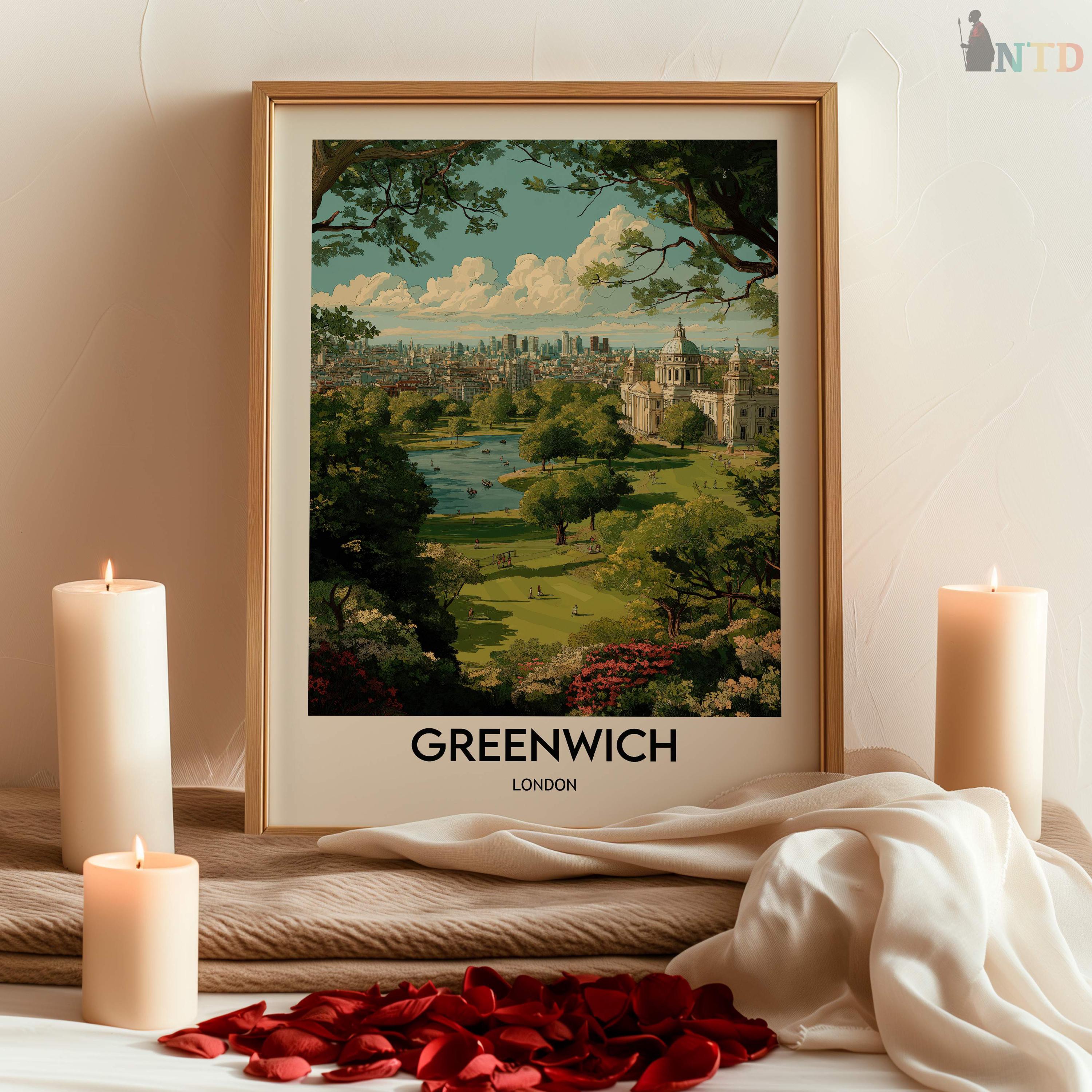Greenwich London Poster, Prime Meridian & Maritime Heritage Wall