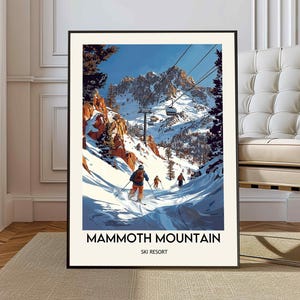 Mammoth Mountain Ski Resort Poster, California Travel Poster, Skiing Print, Vintage Ski Poster, Mammoth Lakes, Mammoth Mountain print
