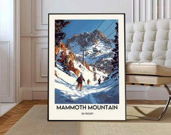 Mammoth Mountain Ski Resort Poster, California Travel Poster, Skiing Print, Vintage Ski Poster, Mammoth Lakes, Mammoth Mountain print