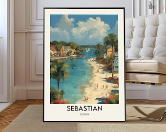 フンデルトヴァッサー ポスター 額装 横長 SAVE THE SEAS Sebastian Florida Poster, Indian River Lagoon Coastal Wall Art