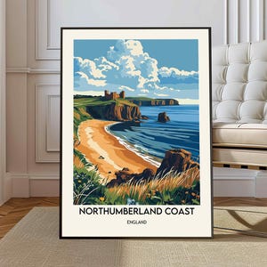 Northumberland Travel Poster, Northumberland Travel Print, UK Travel Poster, English Travel Print, Coastal Art, Northumberland Coast Art