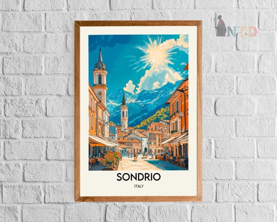 ソンドリオ イタリア ポスター: アルプスの街の旅行プリント - Etsy 日本