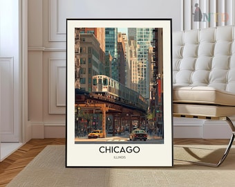 Impresión de Chicago, póster de Chicago, arte mural de Chicago, impresión artística de Chicago, horizonte de Chicago, fotografía de Chicago, viaje a Chicago, decoración de Chicago