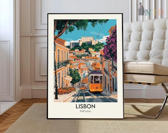 Viajes a Lisboa, Lisboa, Portugal, Arte de Portugal, Arte de Lisboa, Impresión de Lisboa, Horizonte de Lisboa, Póster de Lisboa, Póster de Portugal, Arte mural de Lisboa