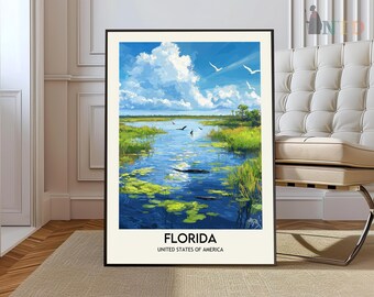 MJGOZX Everglades Nationalpark Poster – Landschaftsdruck Auf Leinwand, Wandkunst Für Wohnzimmer, Schlafzimmer, Büro, Verschiedene Größen