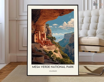 Parque Nacional Mesa Verde, Póster de viaje, Póster de parque nacional, Regalo de parque nacional, Parque Mesa Verde, Arte de parques nacionales, Arte de Colorado