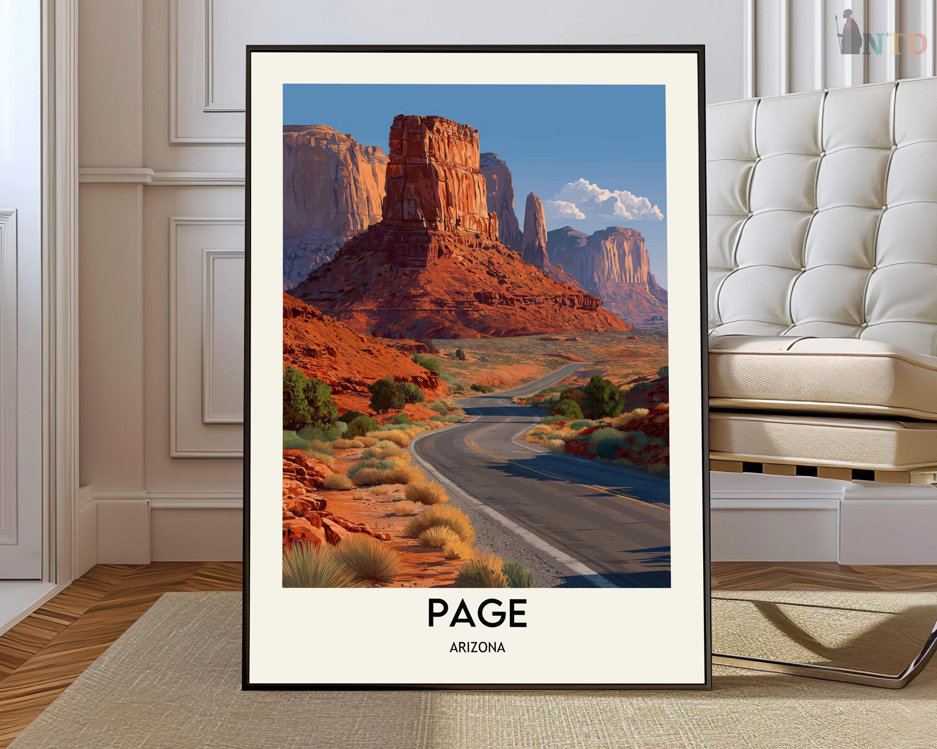 Page Arizona Poster, Horseshoe Bend & Antelope Canyon Wall Art