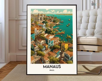 Póster de Manaos, arte mural de Manaos, impresión de Manaos, foto de Manaos, impresión de póster de Manaos, viaje a Manaos, mapa de Manaos, obra de arte de Manaos,