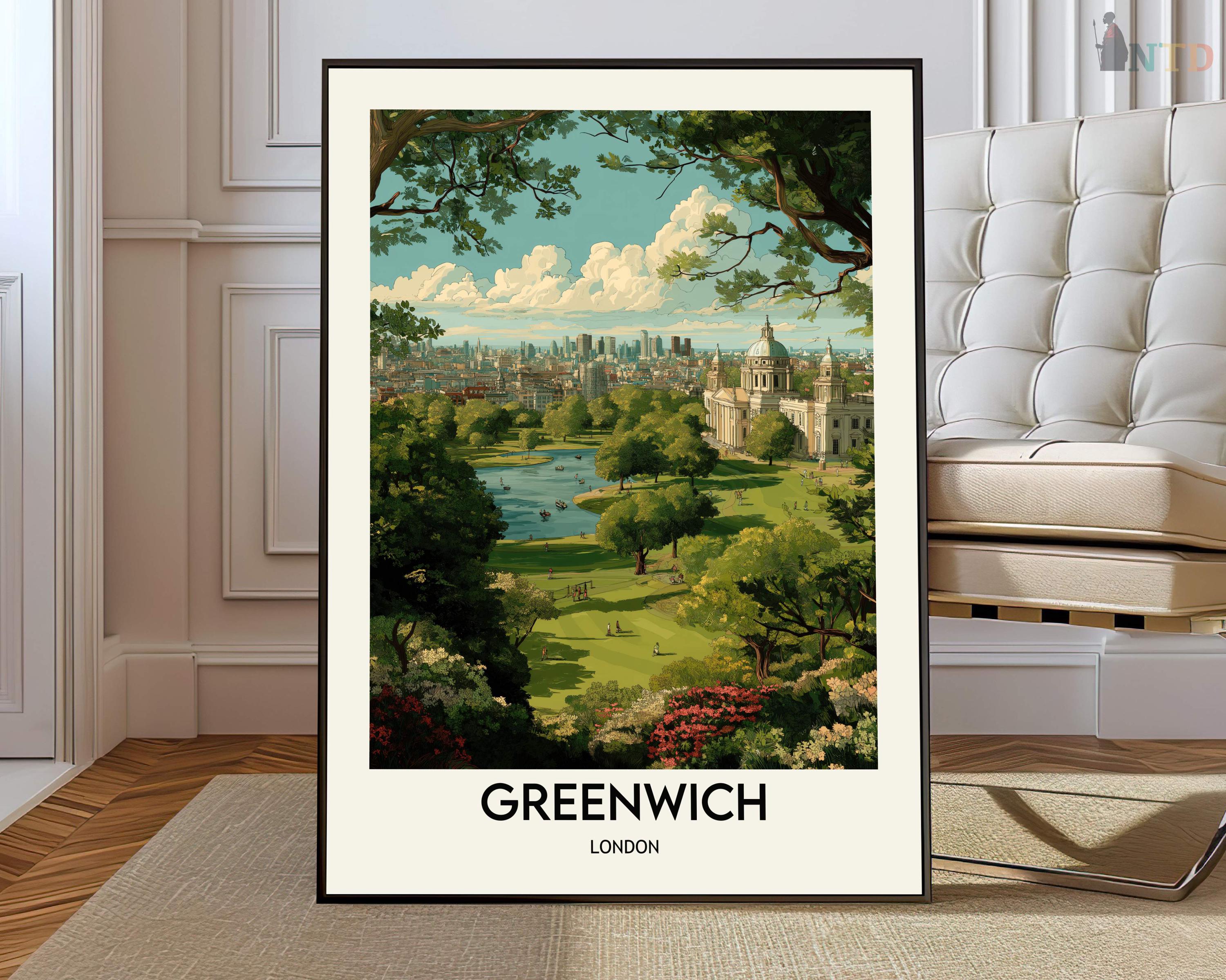 Greenwich London Poster, Prime Meridian & Maritime Heritage Wall