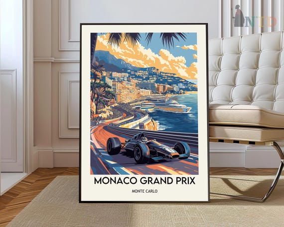 Monaco Grand Prix Poster, Monaco Grand Prix Wall Art, Monaco Grand