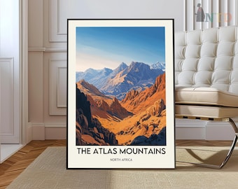 Póster de las montañas del Atlas, arte mural de las montañas del Atlas, impresión de las montañas del Atlas, foto de las montañas del Atlas, póster de las montañas del Atlas en el norte de África