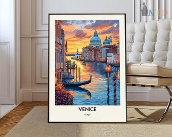 Arte de Venecia, Venecia Italia, Canal de Venecia, Foto de Venecia, Viajes a Venecia, Póster de Italia, Obra de arte de Venecia, Horizonte de Venecia, Póster de Venecia Italia