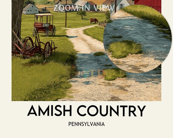 Amish Country Pennsylvania Poster, Lancaster County Rural Farm