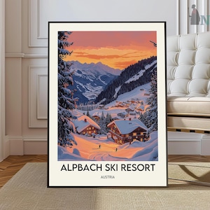 Impresión de la estación de esquí de Alpbach, arte de la pared de la estación de esquí de Alpbach, cartel de la estación de esquí de Alpbach, foto de la estación de esquí de Alpbach, estación de esquí de Alpbach Austria