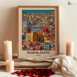 Guanajuato Mexiko Poster Druck | Bunte Koloniale Stadt Wandkunst | Historische Altstadt Strasse Illustration | Reise-Dekor-Geschenk Bild 13
