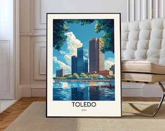 Póster de Toledo, Ohio, Arte mural de Toledo, Ohio, Impresión de Toledo, Ohio, Foto de Toledo, Ohio, Impresión de póster de Toledo, Ohio, Póster de viaje de Toledo, Ohio