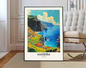 Stampa di viaggio Madeira Decorazione da parete Madeira Portogallo Arte Madeira Arte da parete Madeira Portogallo Poster Regalo Poster da parete Madeira Poster regalo Madeira
