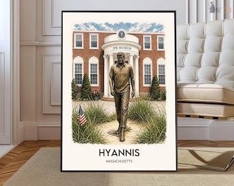 Hyannis Poster Cape Cod Massachusetts Hafen Stadt Dekor USA Reise Illustration Geschenk