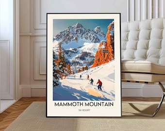 Mammoth Mountain Ski Resort Poster, California Travel Poster, Skiing Print, Vintage Ski Poster, Mammoth Lakes, Mammoth Mountain print
