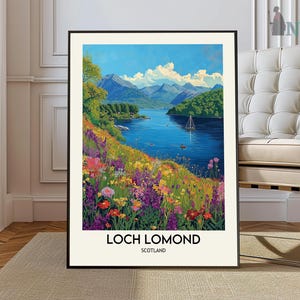 Loch Lomond Travel Print Scotland Wall Decor Loch Lomond Scotland Illustration Travel Poster Gift Scotland Home Decor