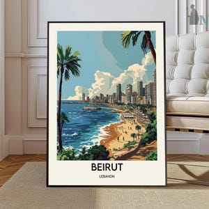 Beirut Poster, Beirut Reisedruck, Tropisches Dekor, Meer, Wandkunst, libanesisches Dekor, Libanon Reisedruck, Beirut Geschenk, Beirut Reiseplakat