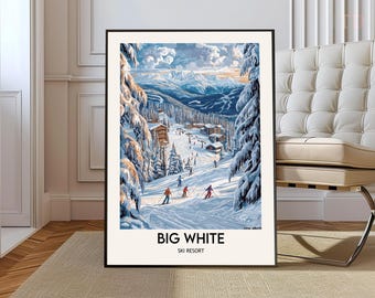 Póster de la estación de esquí Big White: Columbia Británica, Canadá