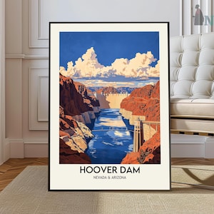 Hoover Dam NV Wall Art, Black Canyon Print, Nevada Watercolor Art, Hoover Dam Gift, Travel Print, Travel Poster, Housewarming Gift
