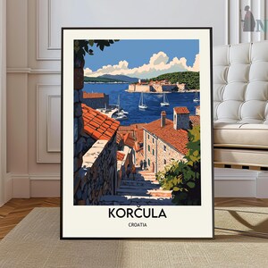 Korcula Print Korcula Home Décor Landscape Art Print Korcula Wall Art dla entuzjastów Chorwacji Prezent ścienny Korcula Island Croatia Poster