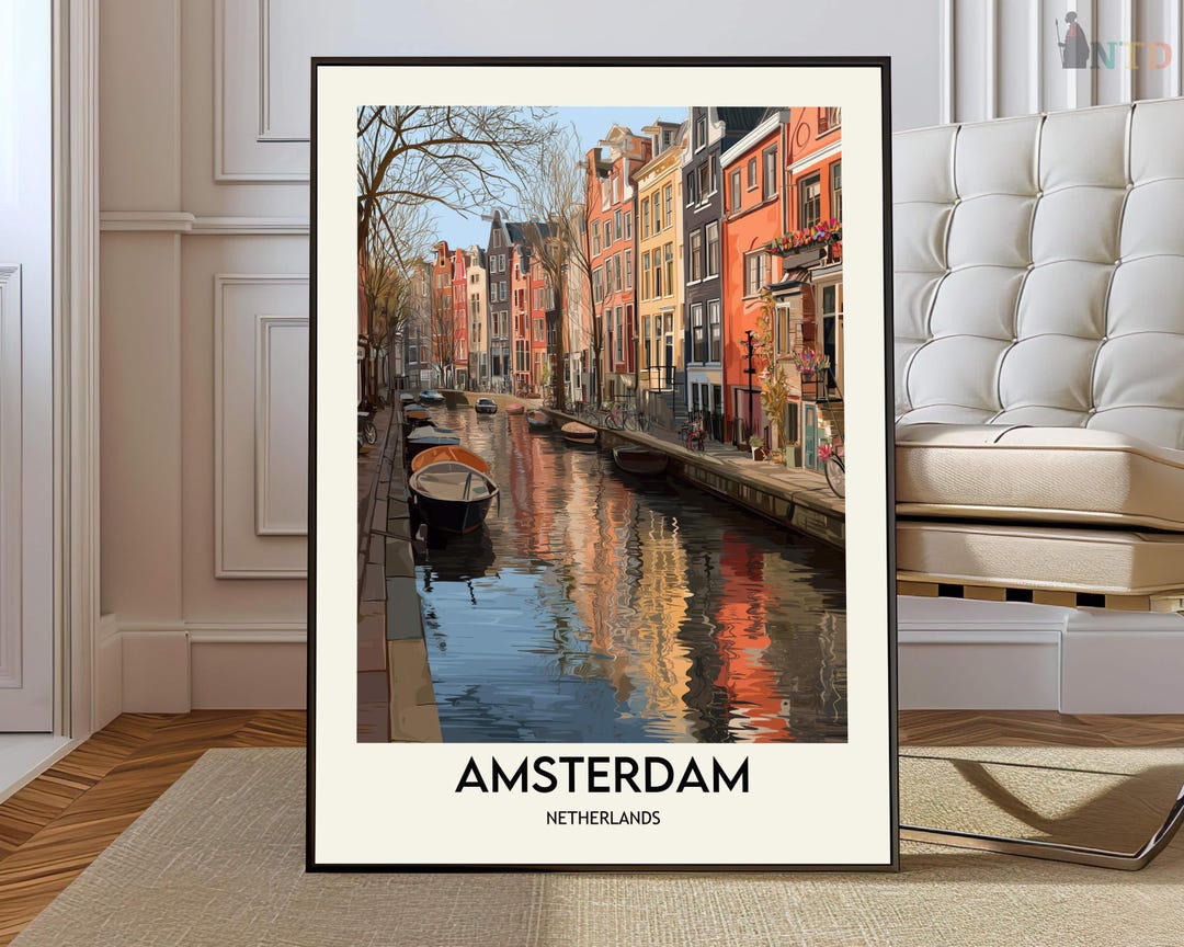 Amsterdam Netherlands Poster Print, Scenic Canal City Wall Art, Holland ...