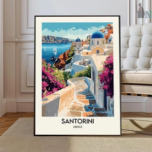 Impressão de Santorini, pôster de Santorini, arte de parede de Santorini, impressão de arte de Santorini, pôster da Grécia, pôster de viagem à Grécia, pôster de viagem a Santorini