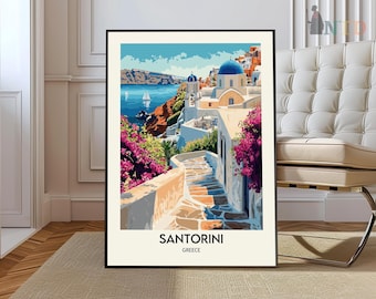 Santorini Print, Santorini Poster, Santorini Wall Art, Santorini Art Print, Greece Poster, Greece Travel Poster, Santorini Travel Poster