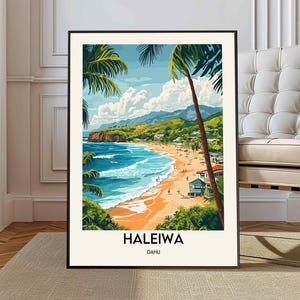 Haleiwa Hawaii Poster, North Shore Oahu Print, Haleiwa Travel Poster, Oahu Hawaii Print, North Shore Surf Art, North Shore Hawaii Poster
