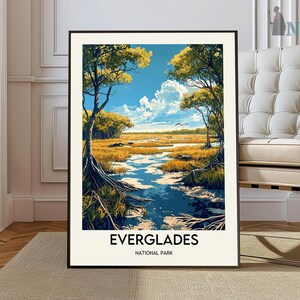 Stampa Everglades, Poster Everglades, Arte murale Everglades, Poster dipinto a olio, Stampa città colorata, Opera d&#39;arte della città, Opera d&#39;arte di viaggio, Arte di viaggio