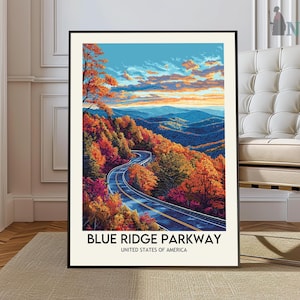 Blue Ridge Parkway Poster, Perfect Gift for Nature Lovers, National Park Art Print, North Carolina Landscape Illustration, Modern Wall Art