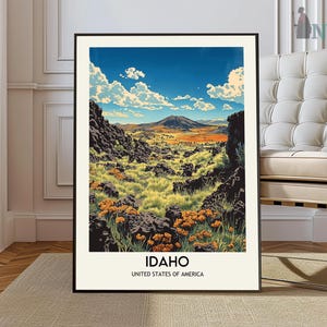 Kaart van Idaho, kaart van Idaho, afdrukken van kaart van Idaho, gepersonaliseerde kaart van Idaho, kunst aan de muur van Idaho, reisposter van Idaho, poster van Idaho, foto van Idaho, poster Boise Idaho