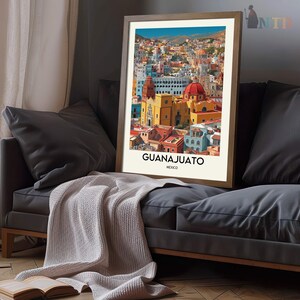 Guanajuato Mexiko Poster Druck | Bunte Koloniale Stadt Wandkunst | Historische Altstadt Strasse Illustration | Reise-Dekor-Geschenk Bild 7