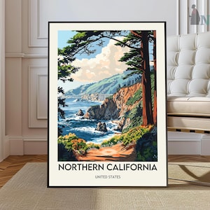 北カリフォルニアのポスター、北カリフォルニアのウォールアート、北カリフォルニアのプリント、北カリフォルニアの写真、北カリフォルニアの地図