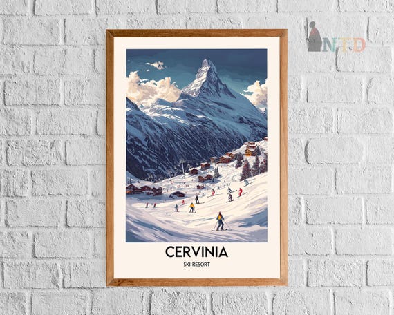 Cervinia Ski Resort Poster: Matterhorn, Italy - Vintage Travel Art