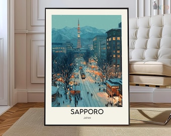 Sapporo poster, Sapporo Wall Art, Sapporo Print, Sapporo Photo, Sapporo Poster Print, Sapporo Travel, Sapporo city, Sapporo map