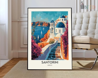 Santorini Print, Santorini Poster, Santorini Wall Art, Santorini Art Print, Greece Poster, Greece Travel Poster, Santorini Travel Poster
