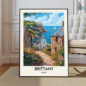 Pôster da Bretanha, Impressão de viagem à França, Decoração francesa, Pôster de viagem à Europa, Arte de parede europeia, Presente da Bretanha, Viagem à Bretanha, Bretanha França