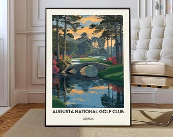 Augusta National Golf Club Poster Print Georgia Wall Art Masters Golf Decor USA Travel Illustration Gift
