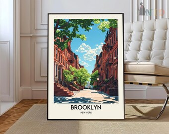 Impresión de Brooklyn, arte mural de Brooklyn, póster de Brooklyn, foto de Brooklyn, impresión de póster de Brooklyn, póster de viaje de Brooklyn, póster de Brooklyn Nueva York